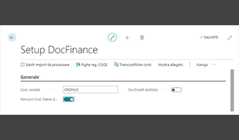 Doc Finance Connector per Business Central: funzionalità dell'app